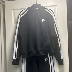 PINK Victoria's Secret Black Hoodie and Pants Set